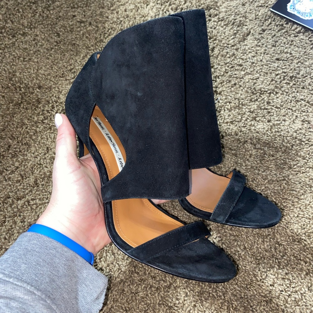 & other stories Black Suede Cut Out Strappy Black Sandal Heels - Picture 10 of 11